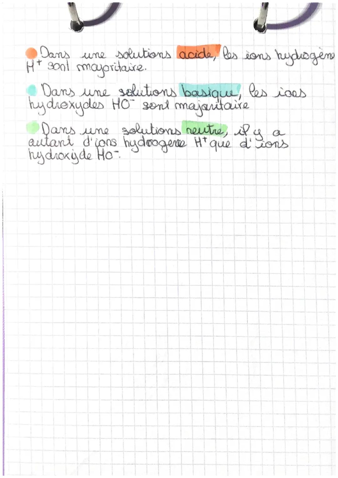 Physique
le ph
Le ph ( potentiel hydrogene) n'a pas d'unité,
iP varie entre 0 et 14 et d'épend de Pa
quantité d'ions H* et d' cons HO
NEUTRE