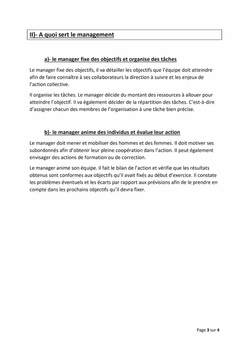 Chapitre 3) - Qu'est-ce que le management des organisations ?
Objectifs du chapitre :
Définir le management
Distinguer le management privé d
