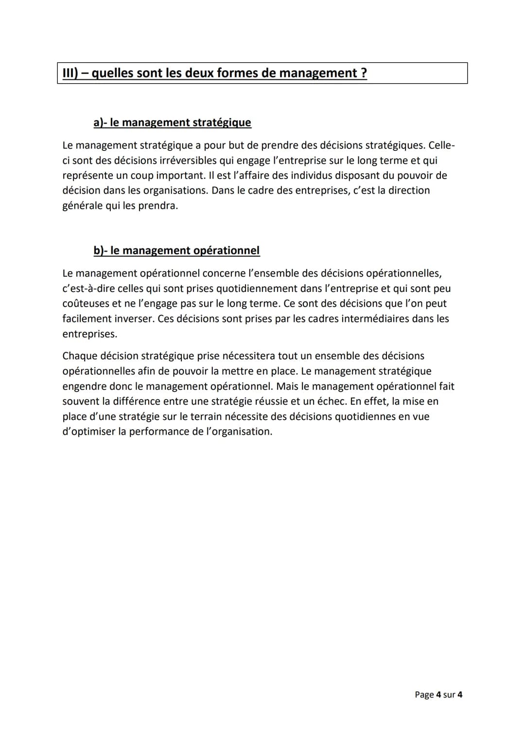 Chapitre 3) - Qu'est-ce que le management des organisations ?
Objectifs du chapitre :
Définir le management
Distinguer le management privé d