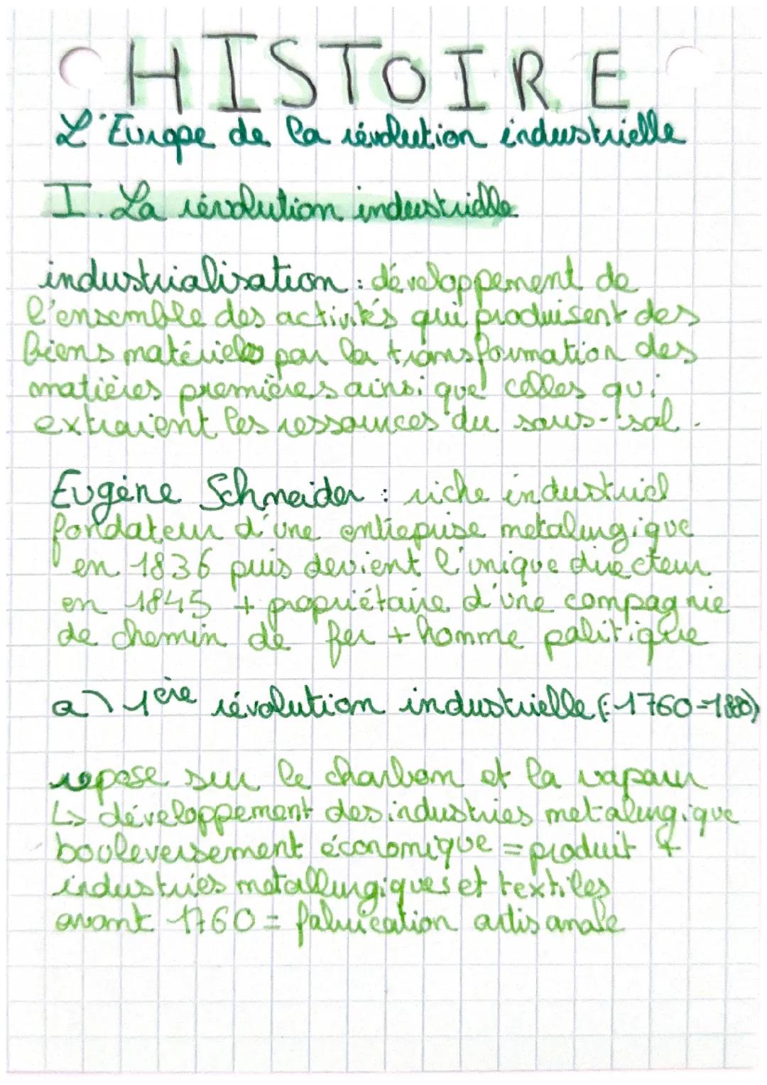 # CHISTOIRE
L'Europe de la révolution industrielle
I. La révolution indeestridle
industrialisation : développement de
l'ensemble des activit