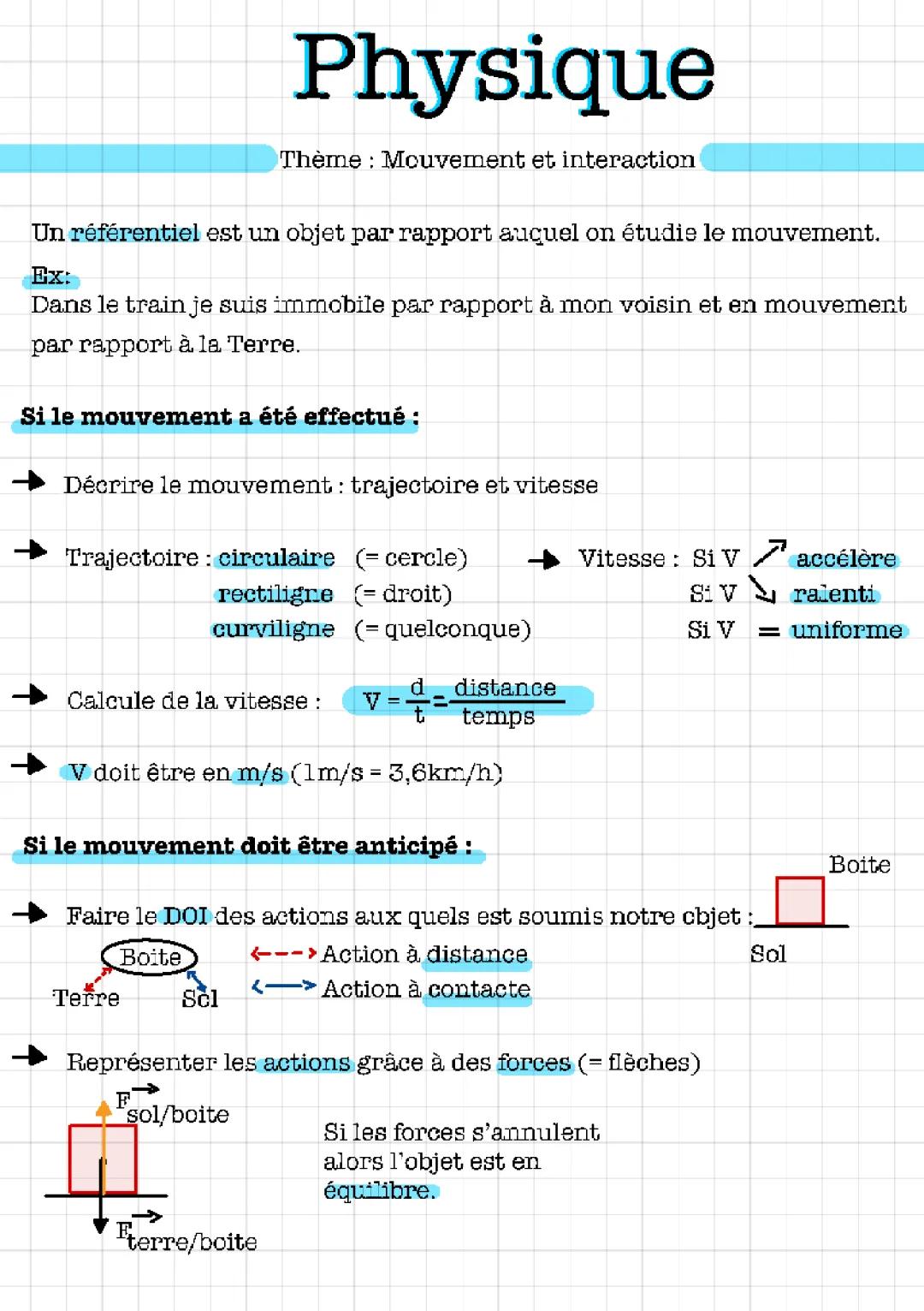 Formules Masse et Poids, Référentiels, et Vitesse en Physique pour les Jeunes