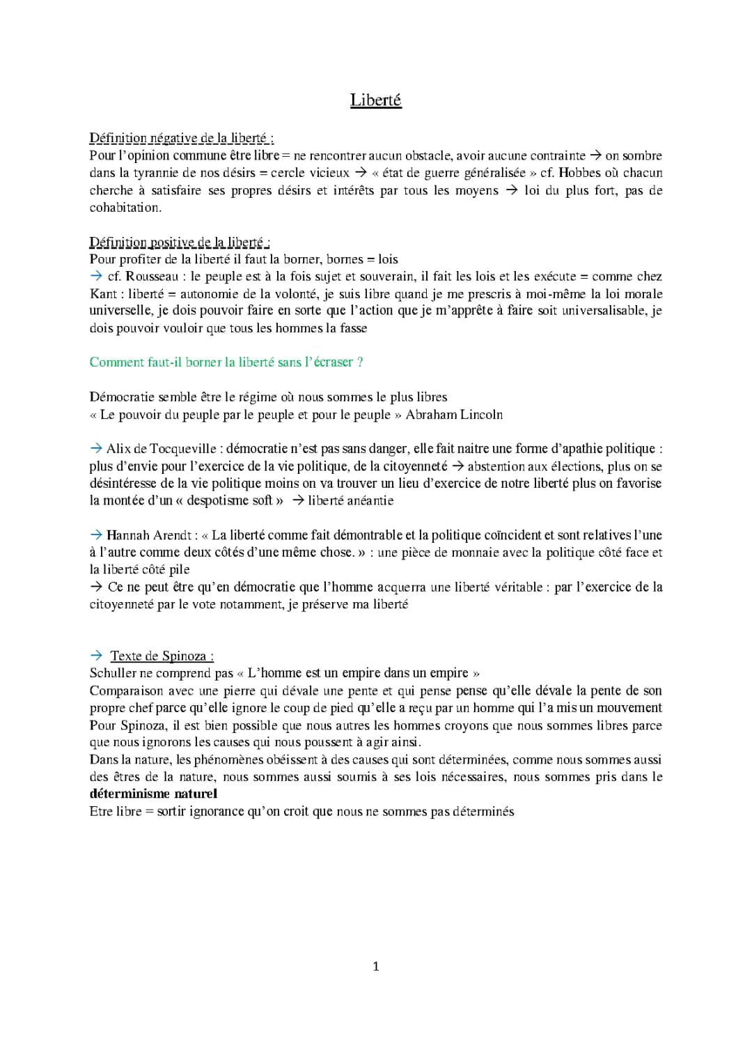 La Liberté en Philosophie Terminale - PDF et Fiches de Révision