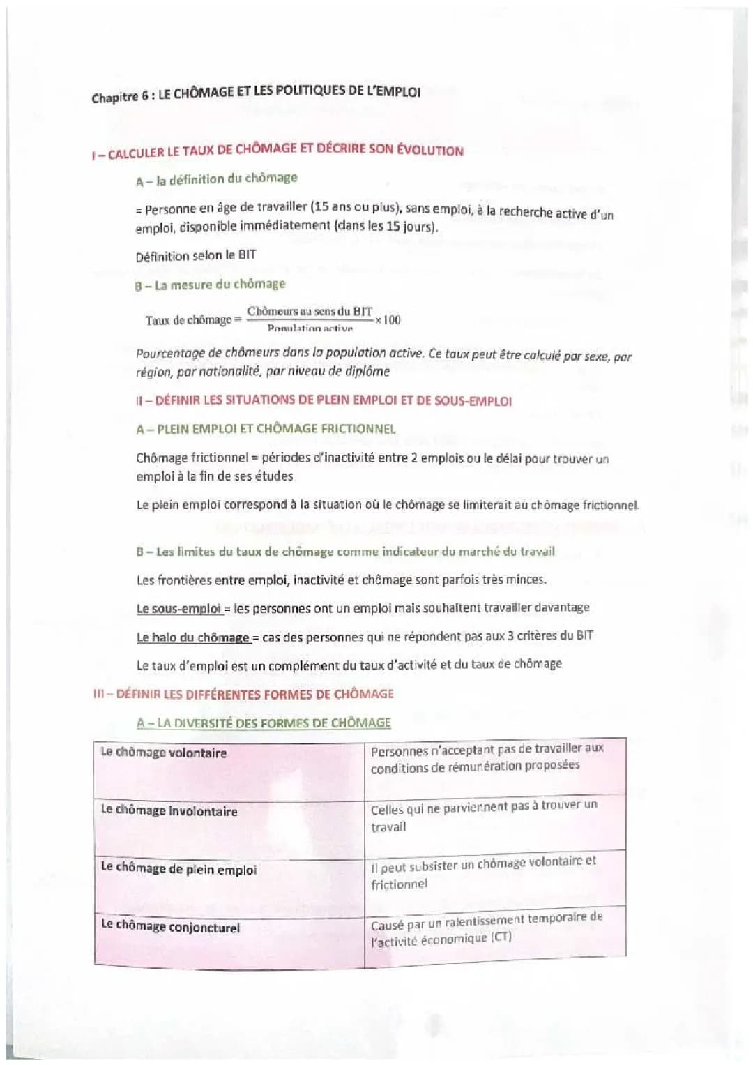  Le chômage et les politiques de l’emploi 