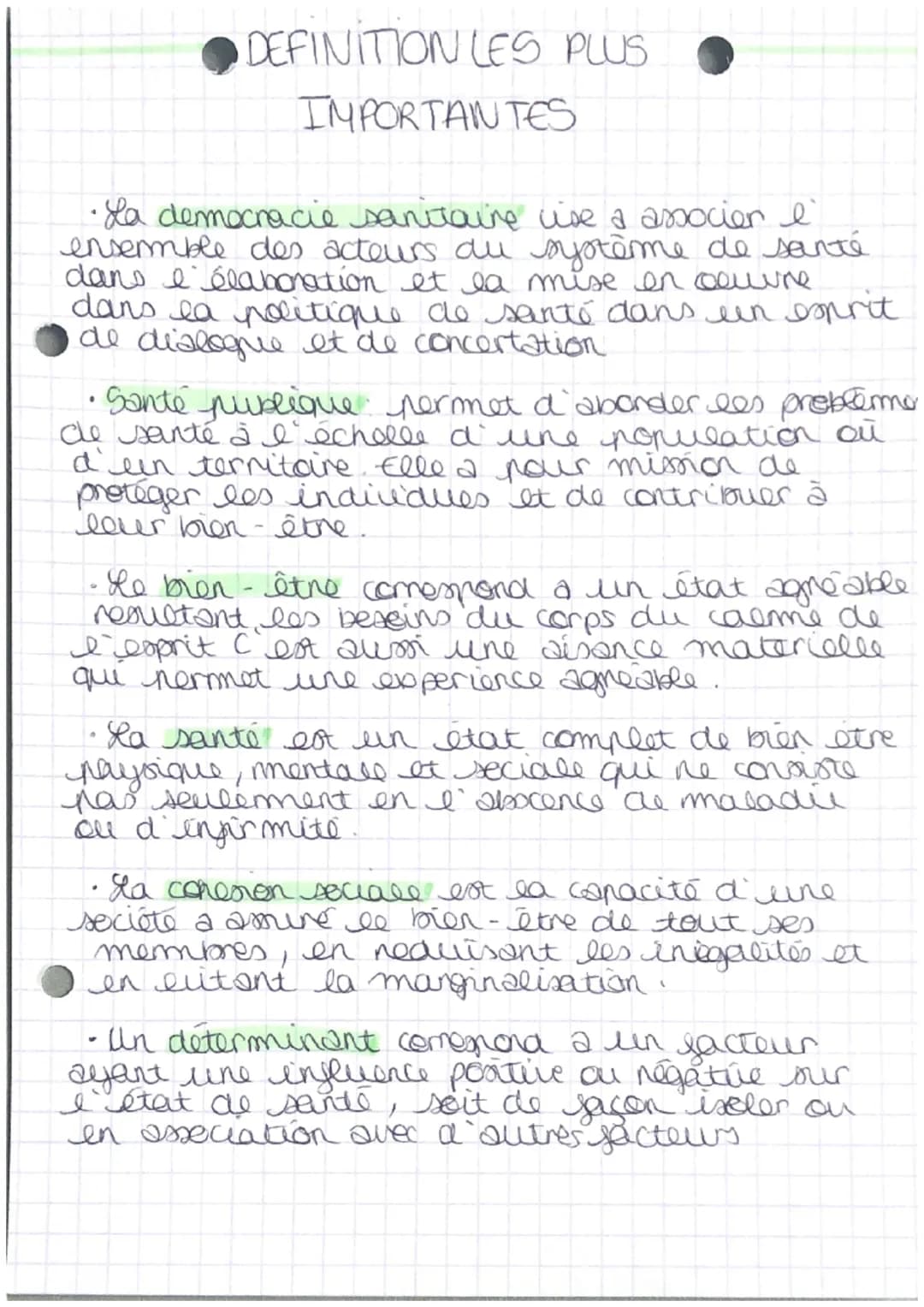 DEFINITION LES PLUS
IMPORTANTES
•La democracie sanitaire
lise a associer l
ensemble des acteurs du système de santé
dans I élaboration et la