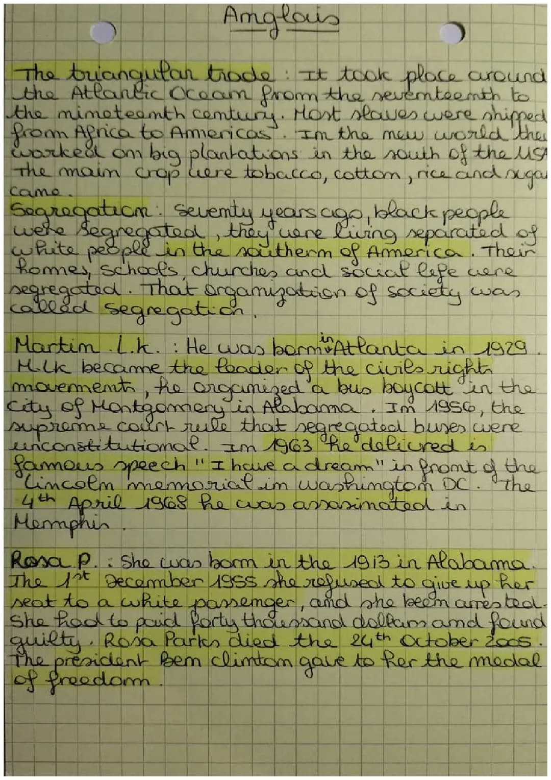 Anglais Ségrégation 
