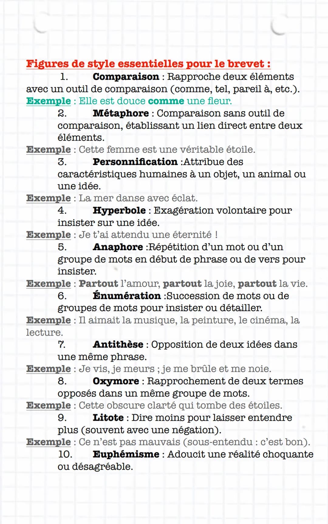 MEMO BREVET
Français
• Le champ lexical d'un mot est l'ensemble des mots qui se
rapportent à un même thème.
Champ lexical du feu : brûler, a
