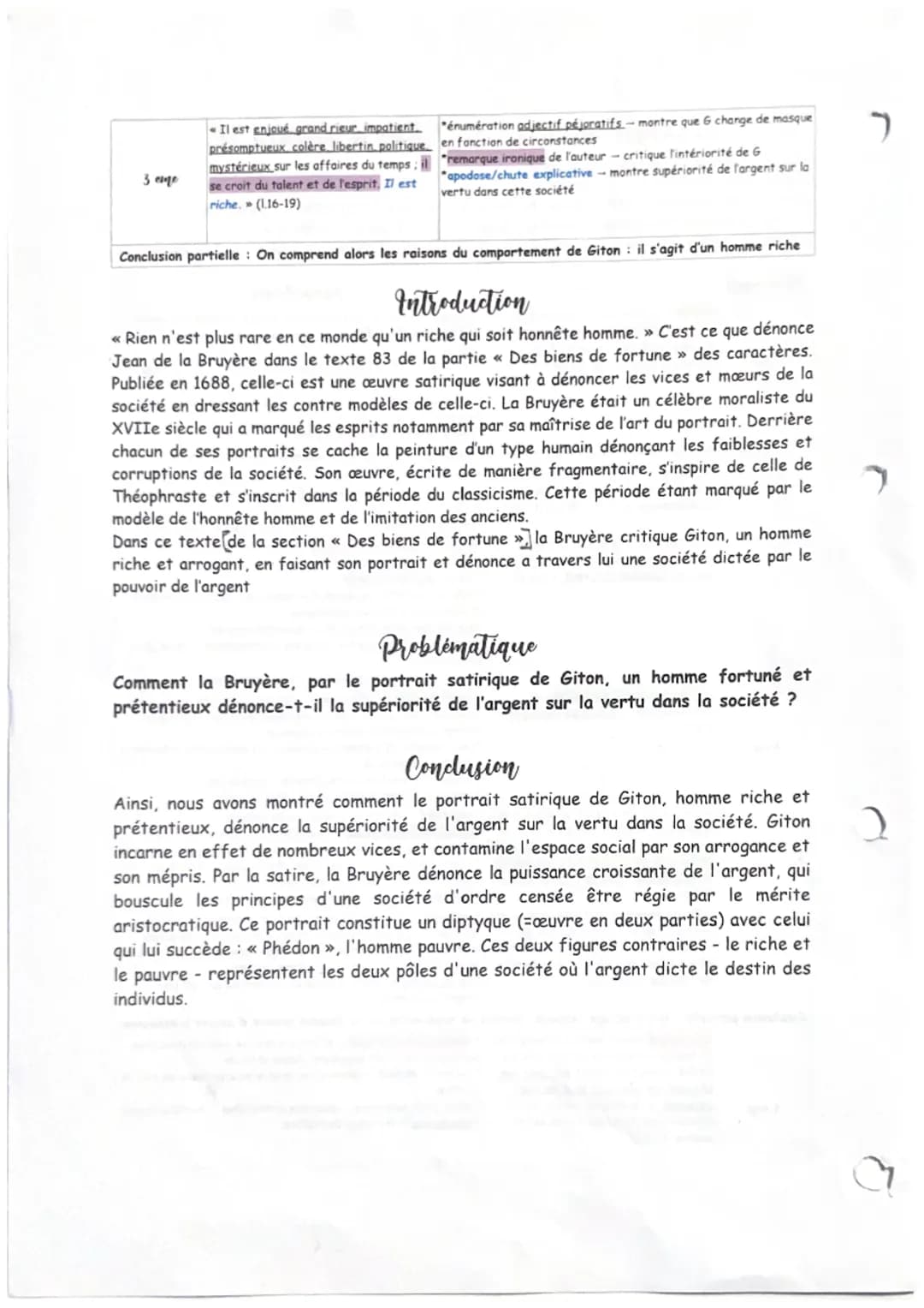 C
0
Giton un exemple de l'argent qui mène le monde
Décomposition du texte en 3 mouvements :
1- Portrait physique mélioratif de Giton, homme 