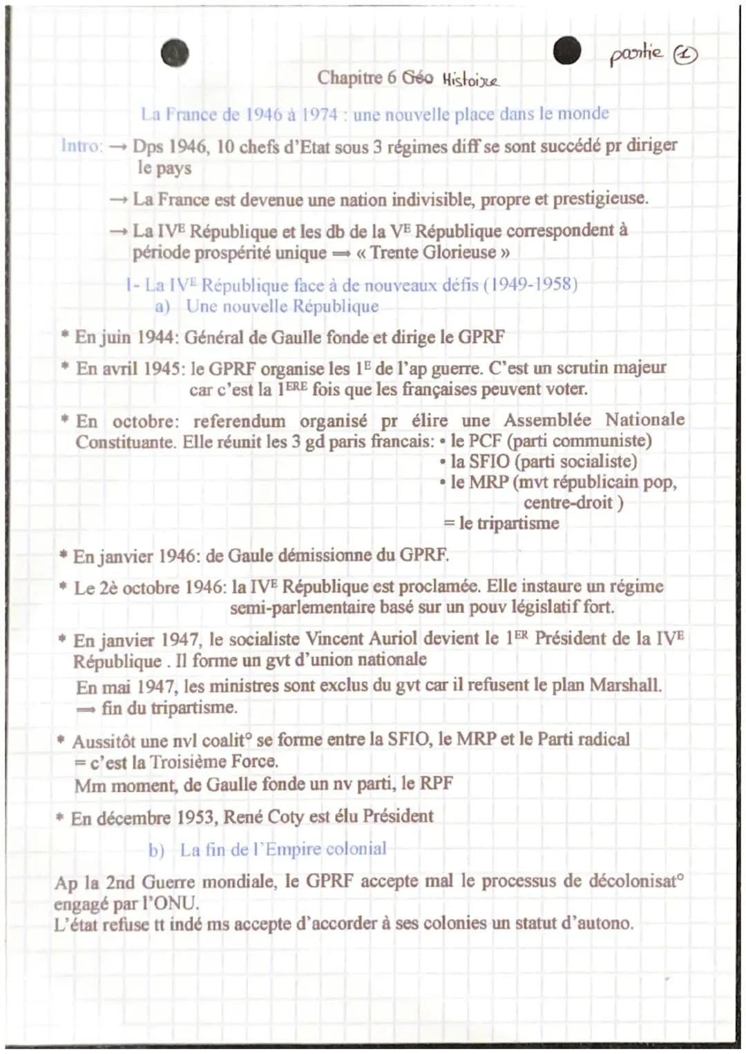La France de 1946 à 1974: une nouvelle place dans le monde 