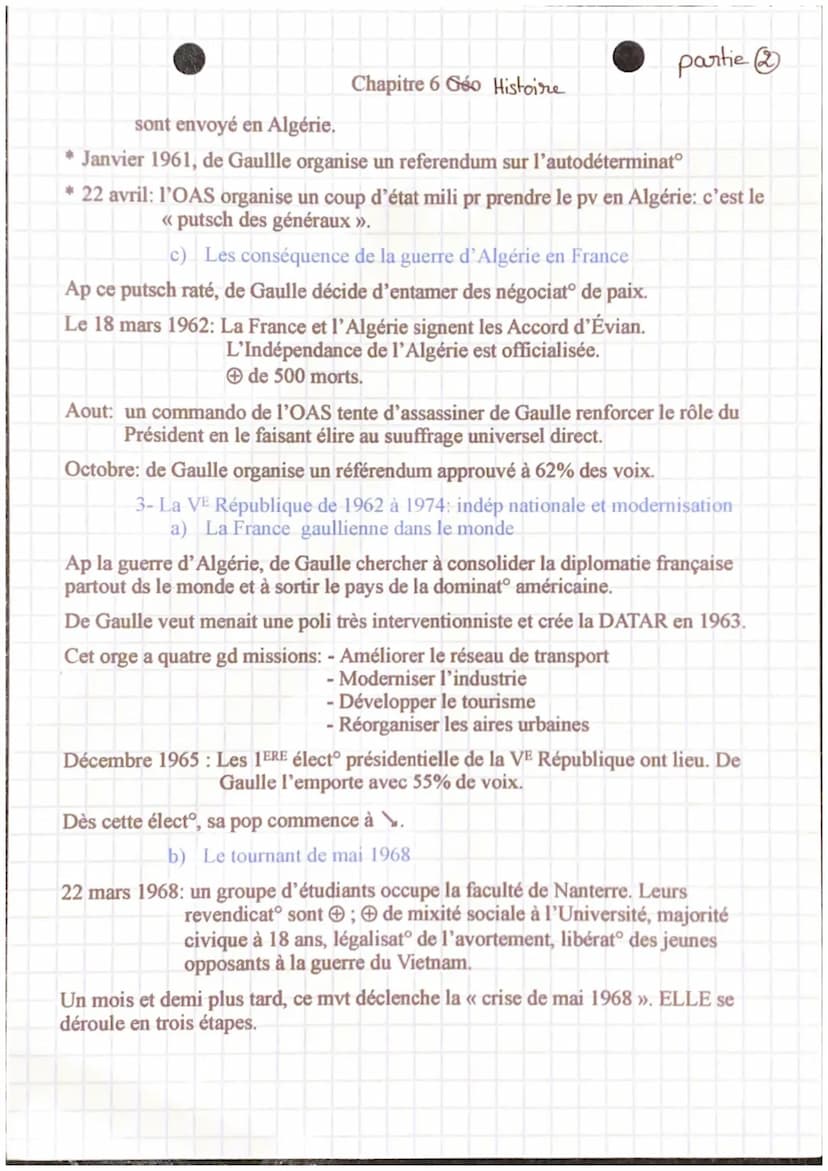 partie Ⓒ
Chapitre 6 Géo Histoire
La France de 1946 à 1974 : une nouvelle place dans le monde
Intro: → Dps 1946, 10 chefs d'Etat sous 3 régim