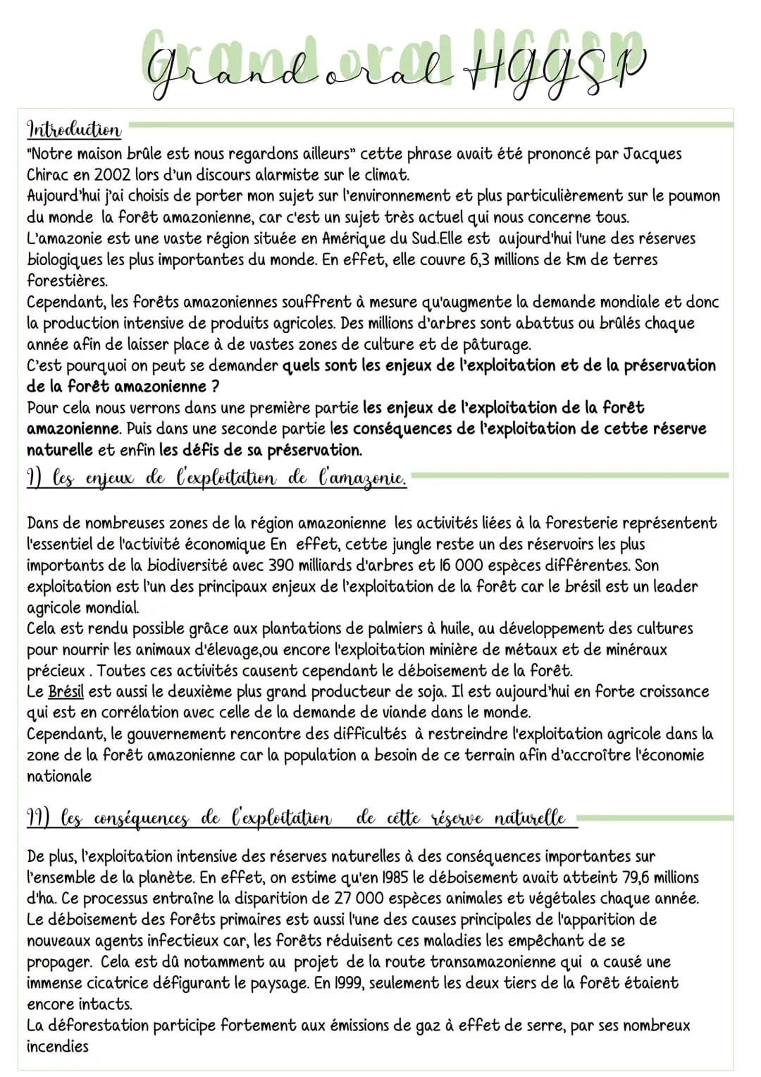 grand ral Hggsp
Introduction
"Notre maison brûle est nous regardons ailleurs" cette phrase avait été prononcé par Jacques
Chirac en 2002 lor
