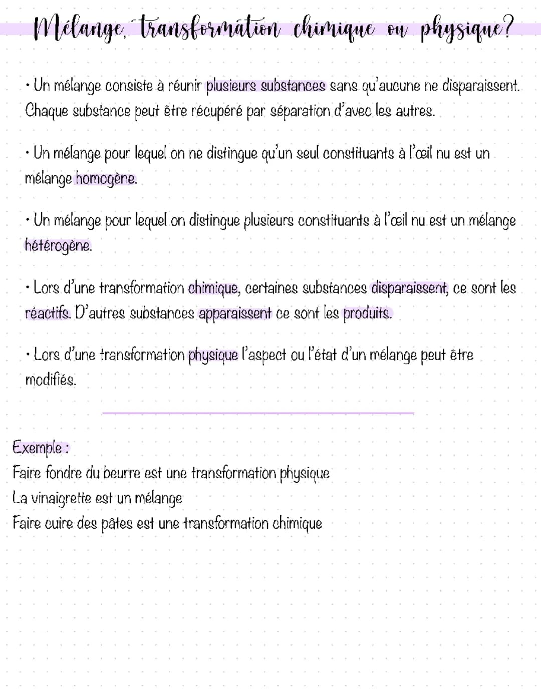 Transformation Chimique ou Physique 4ème - Exercices Corrigés et Exemples