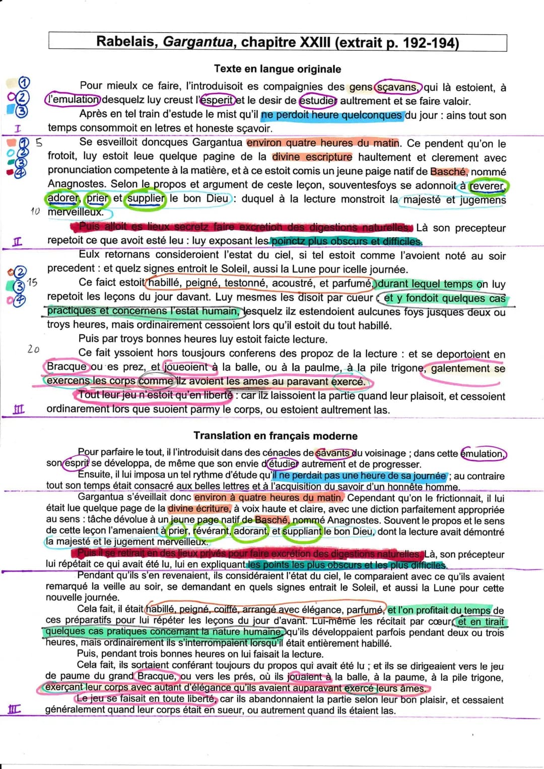 මම
I
0 (2)
(3)
I
AWS
SIL
C
Rabelais, Gargantua, chapitre XXIII (extrait p. 192-194)
Texte en langue originale
Pour mieulx ce faire, l'introd