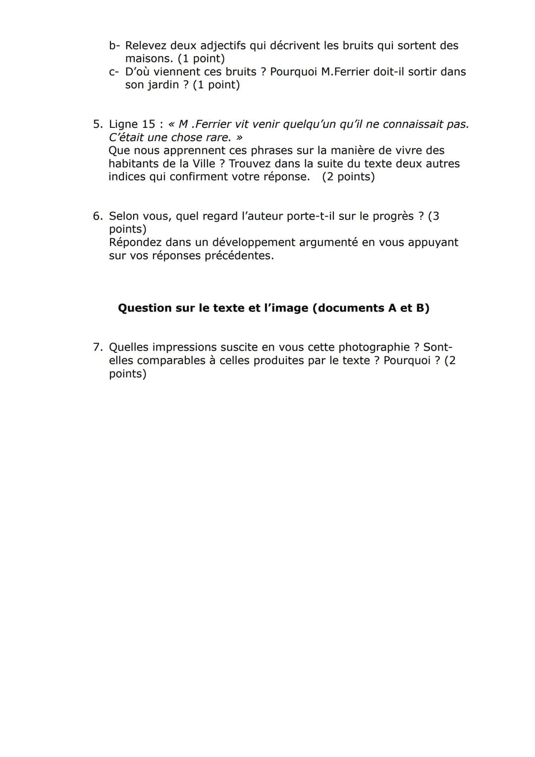Brevet blanc de français
mars 2017 5
10
15
20
25
30
35
PREMIÈRE PARTIE
Document A
Les Villes
La Machine rôdait, inlassable¹. Le vent inclina