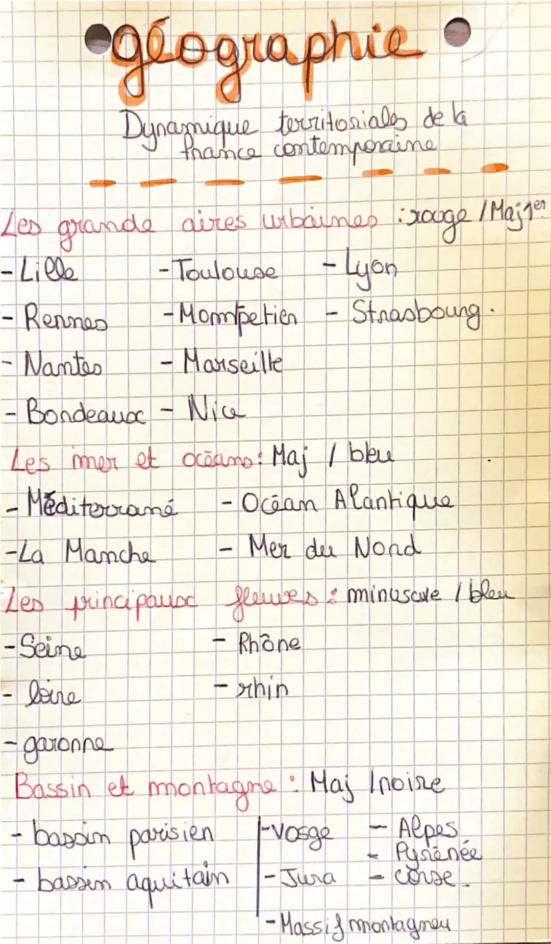 •géographie
Dynamique territoriales de la
france contemporaine
Les grande aires urbaines :rouge / Majter
-Toulouse - Lyon
-Lille
- Rennes
Na