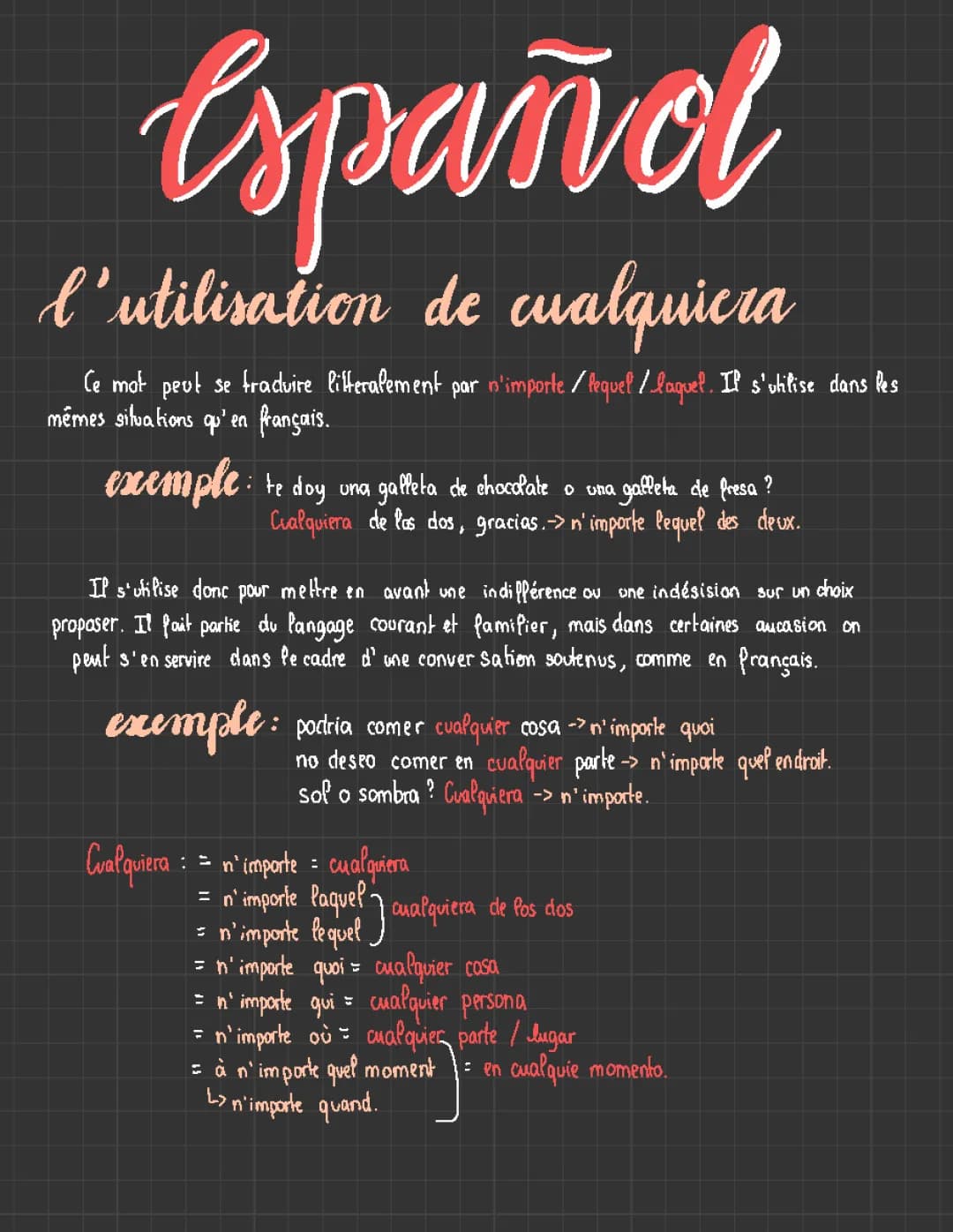Apprends l'espagnol facilement : Cualquier, les déterminants et les adverbes pour la 6ème et la 5ème