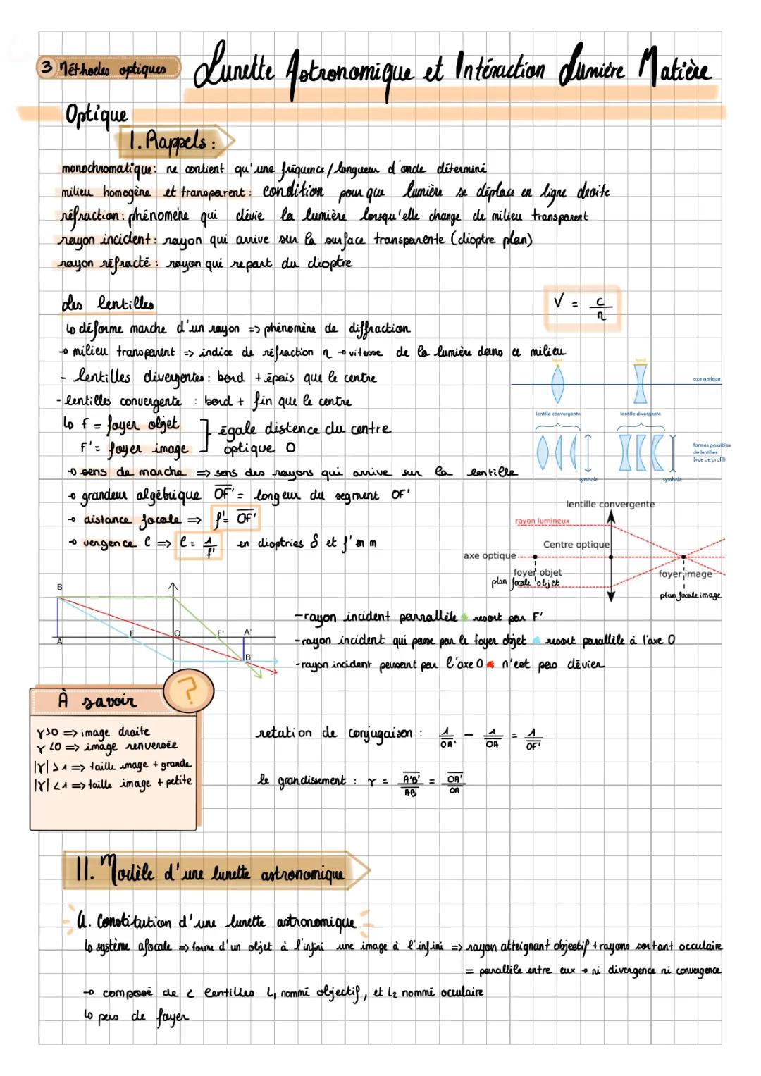 La Lunette Astronomique : Système Optique avec Lentilles Convergentes et Divergentes