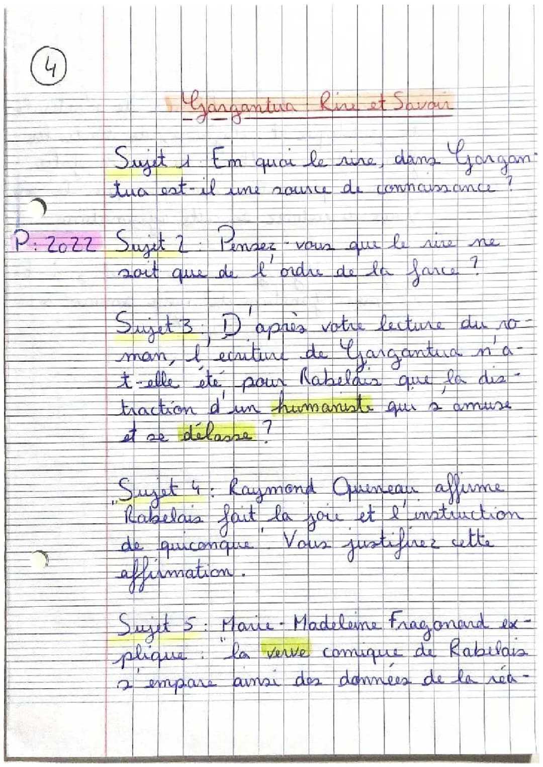  Exemple de sujet de dissertation sur Rabelais