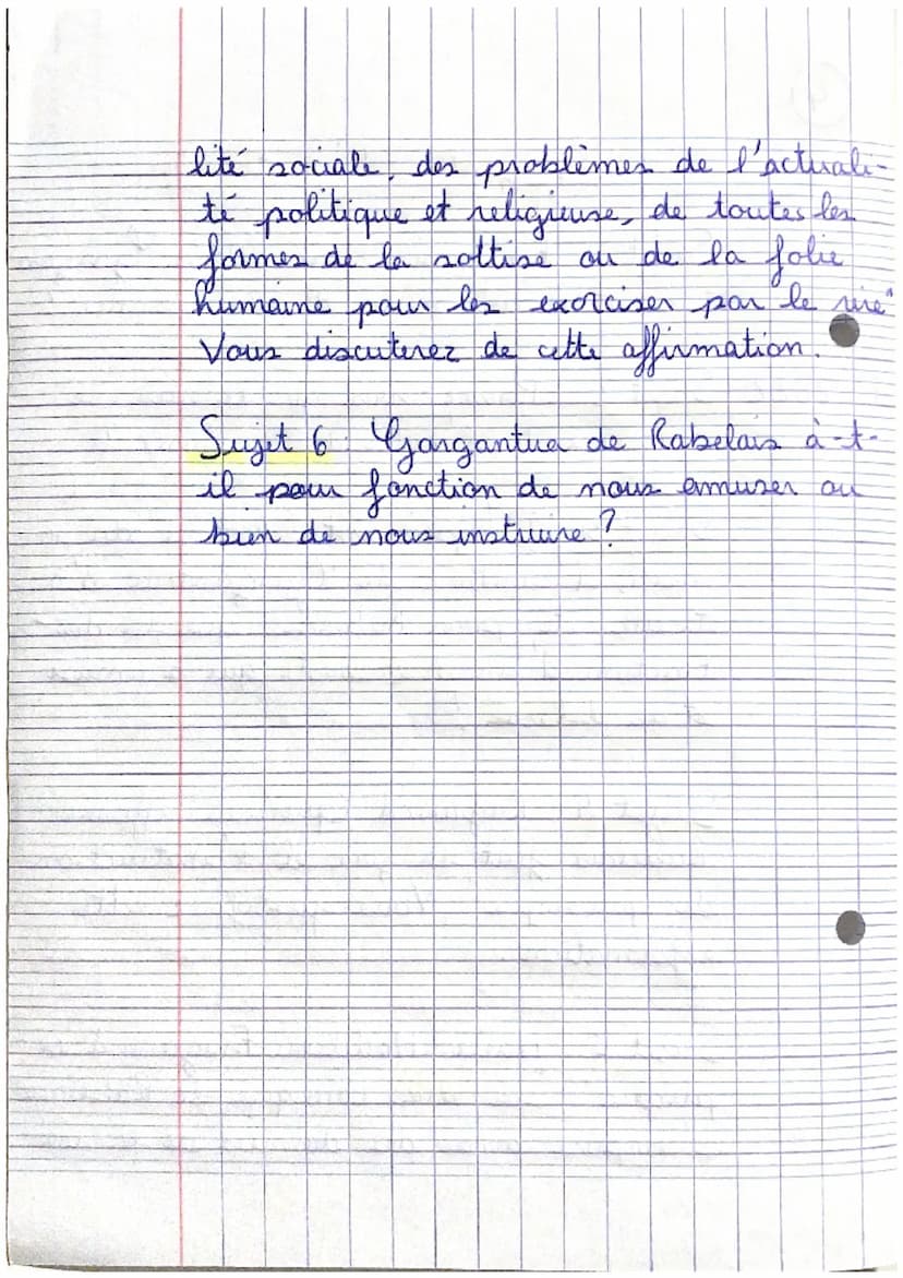 4
Gargantua Rine et Savoir
Sujet 1 Em quai le rire, dans Gorgan:
tua est il une source de connaissance
2
P. 2022 Sujet 2. Pensez
que le tire