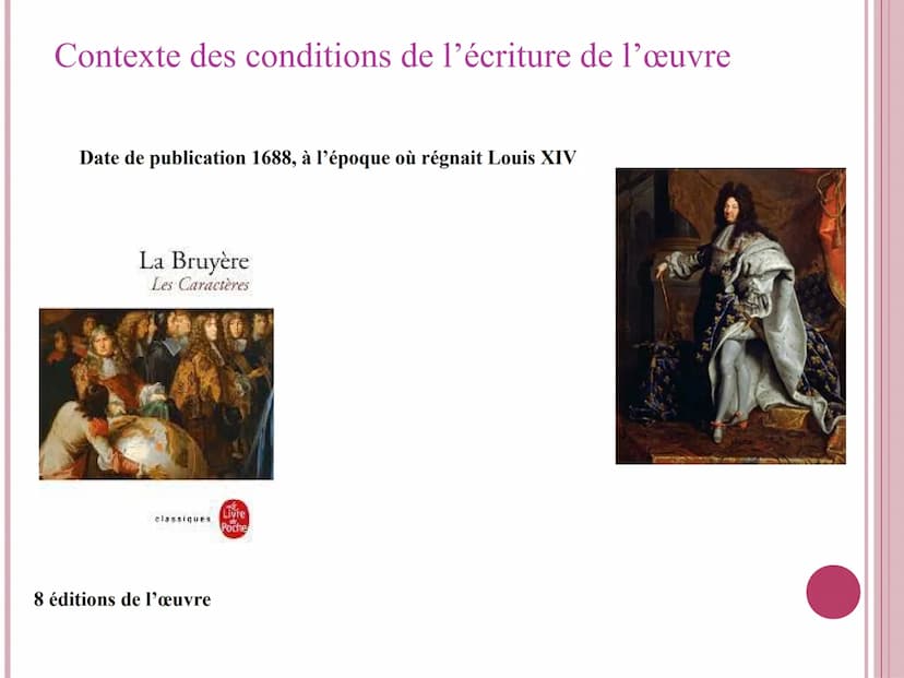 Les Caractères
La Bruyère Le Classicisme
Mouvement qui apparait dans la seconde moitié du 17 siècle, se base sur :
-des modèles antiques,
- 