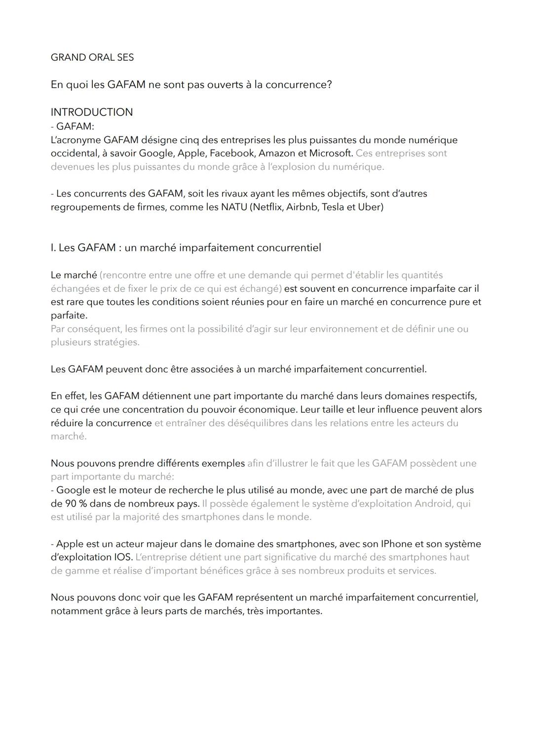 # GRAND ORAL SES

En quoi les GAFAM ne sont pas ouverts à la concurrence?

INTRODUCTION
- GAFAM:
L'acronyme GAFAM désigne cinq des entrepris