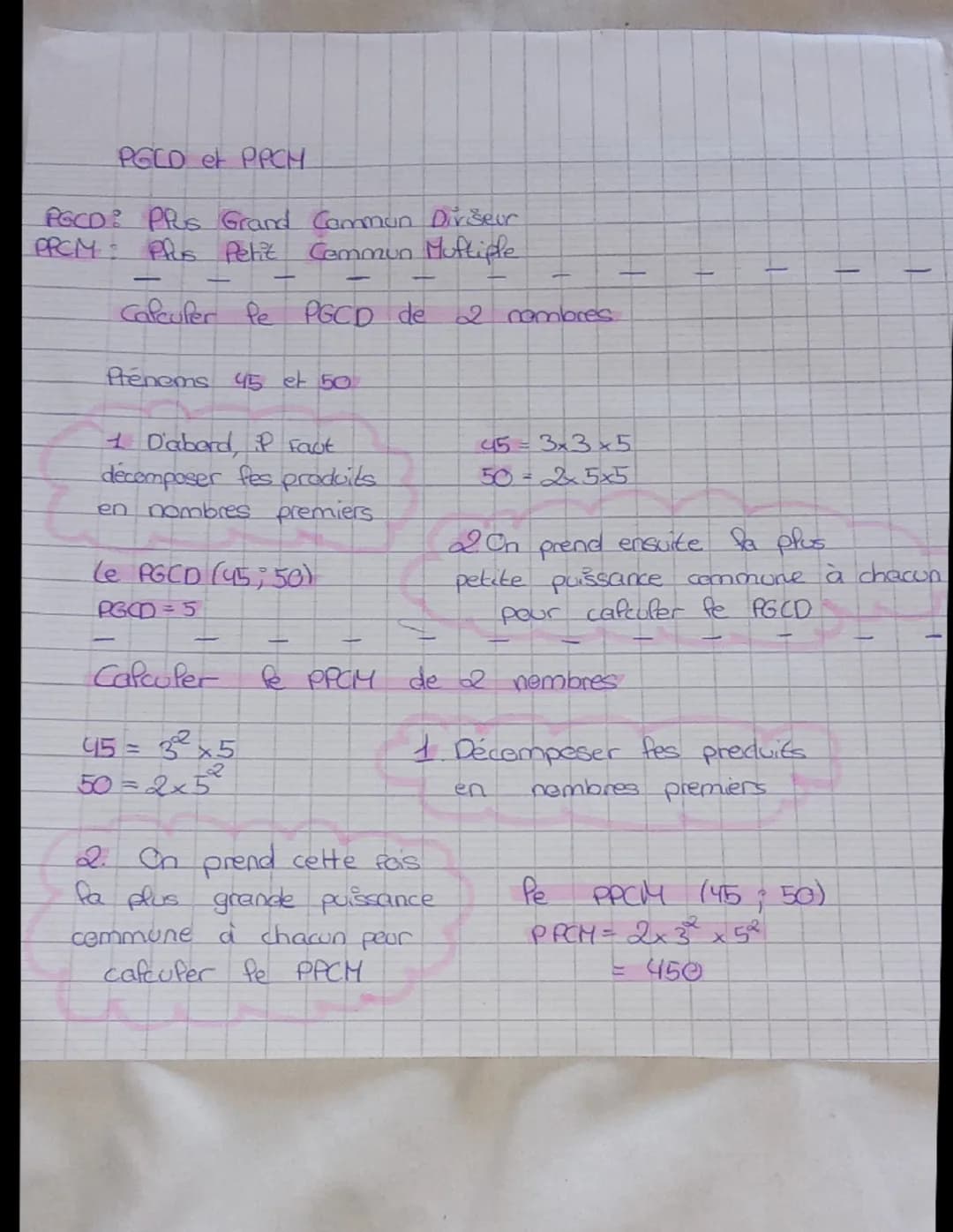 --- OCR Start ---
PGCD et PPCH
PGCD: Plus Grand Commun Diviseur
PPCM: Plus Petit Commun Multiple
-
-
-
-
-
-
-
Calculer le PGCD de 2 nombres