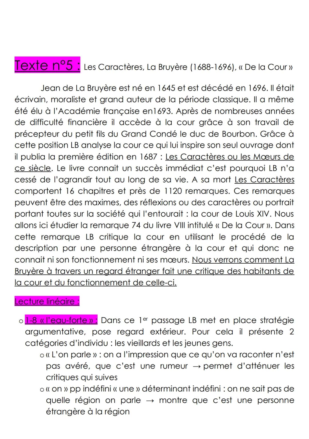 Lecture linéaire n° 5: Les Caractères, La Bruyère (1688-1696), « De la Cour >>
L'on parle d'une région où les vieillards sont galants, polis