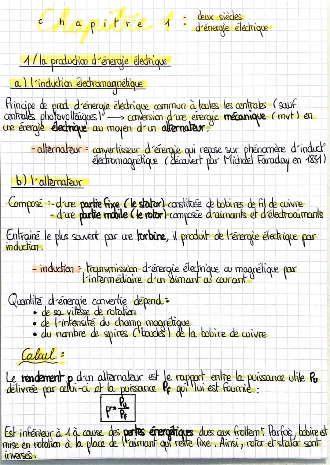 chapitre
1/ la production d'énergie électrique
a) l´induction électromagnétique
1
Principe de prod d'énergie électrique commun à toutes les 