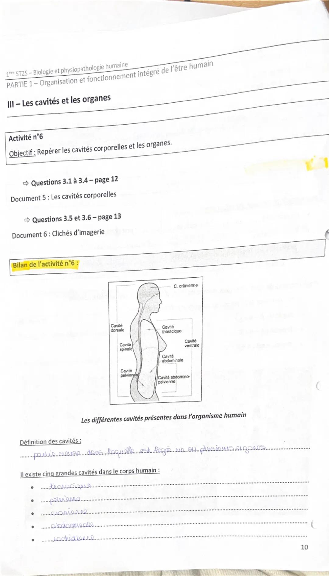 # 1<sup>er</sup> ST2S – Biologie et physiopathologie humaine
PARTIE 1 – Organisation et fonctionnement intégré de l’être humain

Bilan de l’