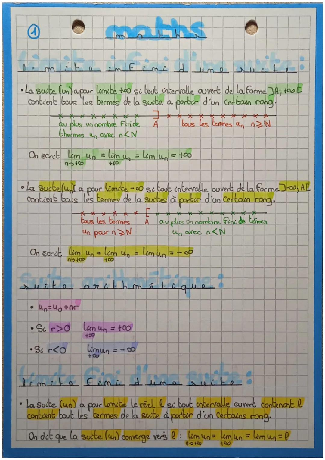 • maths
ma
o im Fimi d une rue
La suite (un) a pour limite too si tout intervalle ouvert de la forme JA; test
contient tous les termes de la