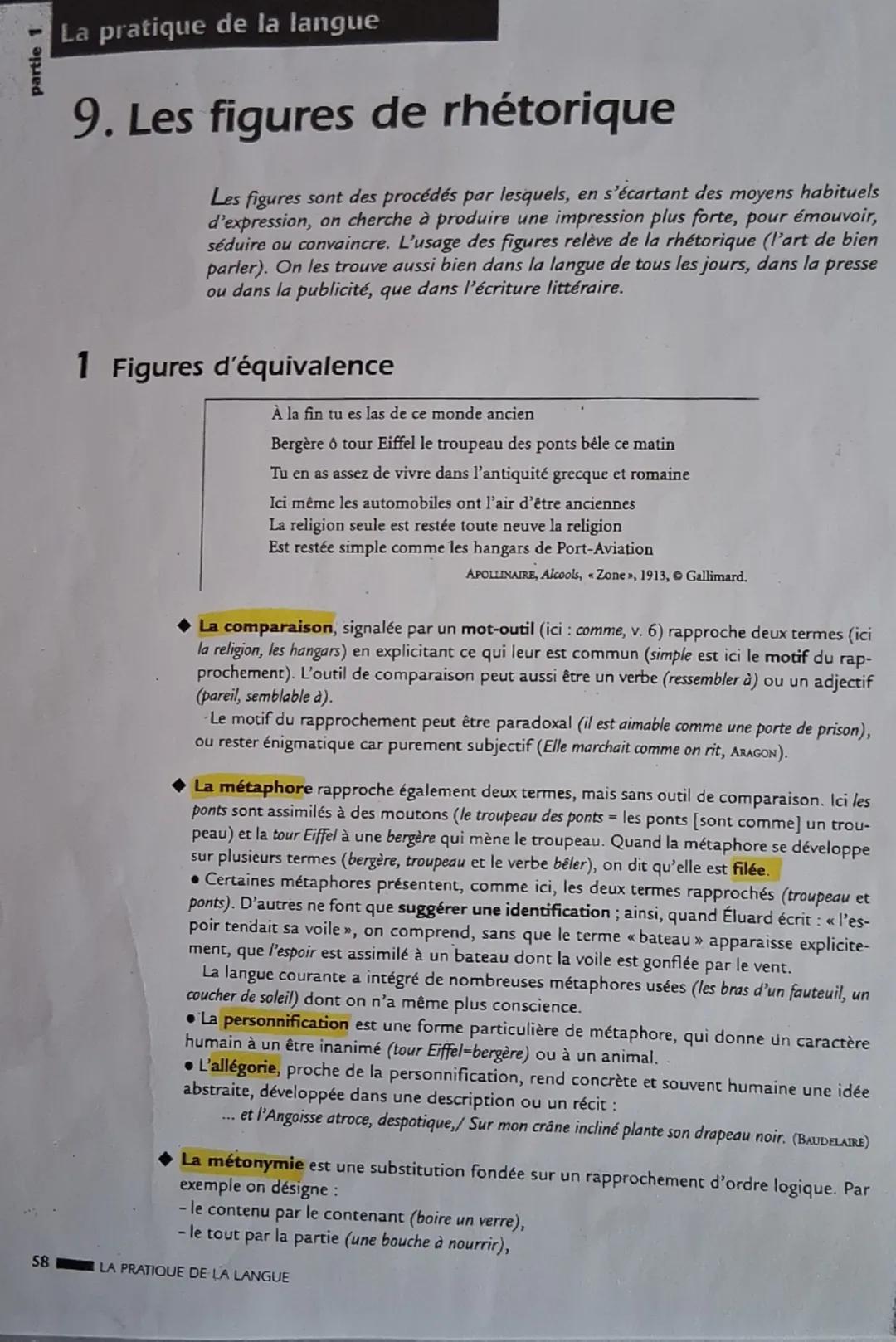 --- OCR Start ---
Les essentiels
Français / 3e
Français
Les figures de style
Métaphore
Rapprochement de deux idées
distinctes sans mot de co