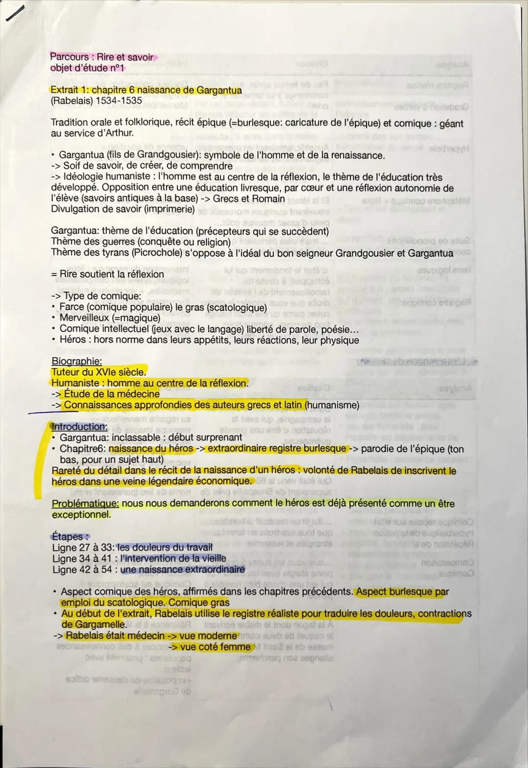 
<p>Dans le cadre de l'étude de l'objet d'étude n°1, nous nous penchons sur l'extrait 1 du chapitre 6 de la naissance de Gargantua, intitulé