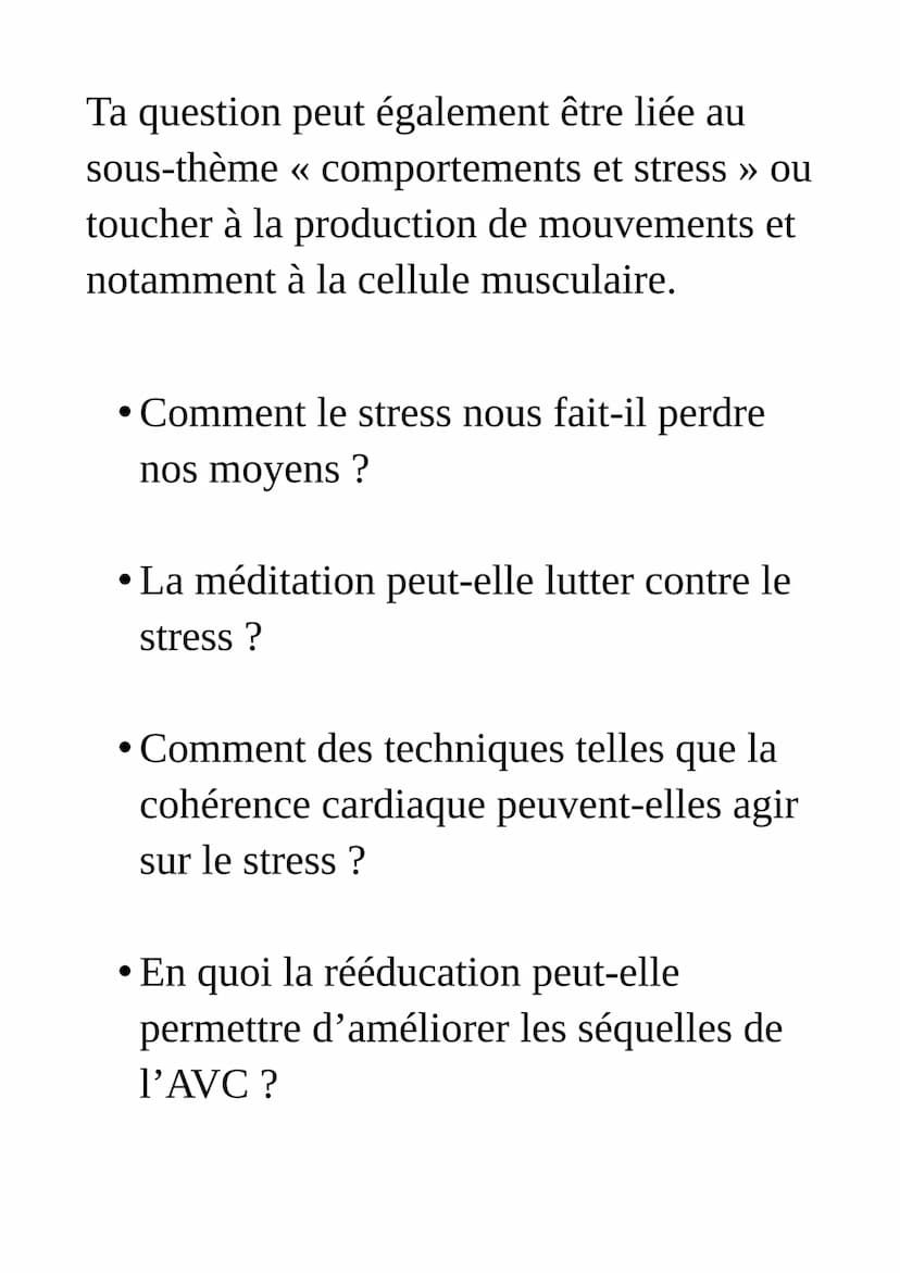 Exemples de sujet
du grand oral du bac : SVT
Pour le Grand oral, tu dois préparer
deux questions sur tes spécialités de
terminale.
Tes quest