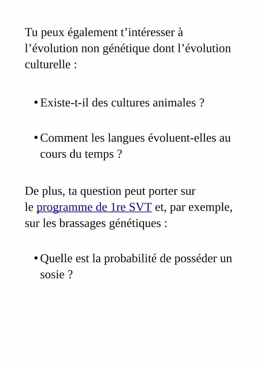 Exemples de sujet
du grand oral du bac : SVT
Pour le Grand oral, tu dois préparer
deux questions sur tes spécialités de
terminale.
Tes quest