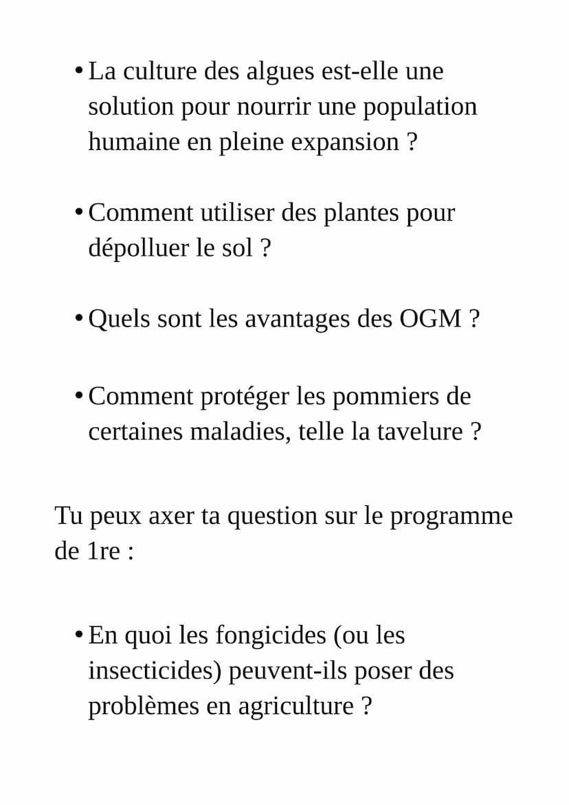 Exemples de sujet
du grand oral du bac : SVT
Pour le Grand oral, tu dois préparer
deux questions sur tes spécialités de
terminale.
Tes quest