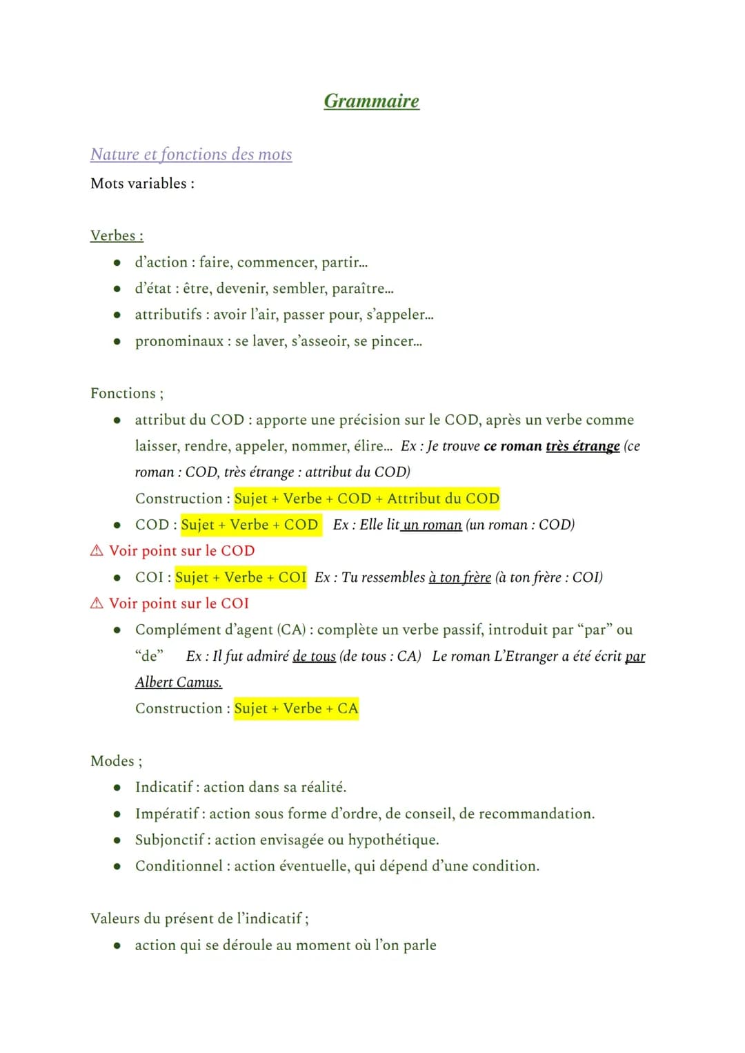 Tout Savoir sur les Fonctions Grammaticales et les Valeurs des Temps : Exercices et Exemples
