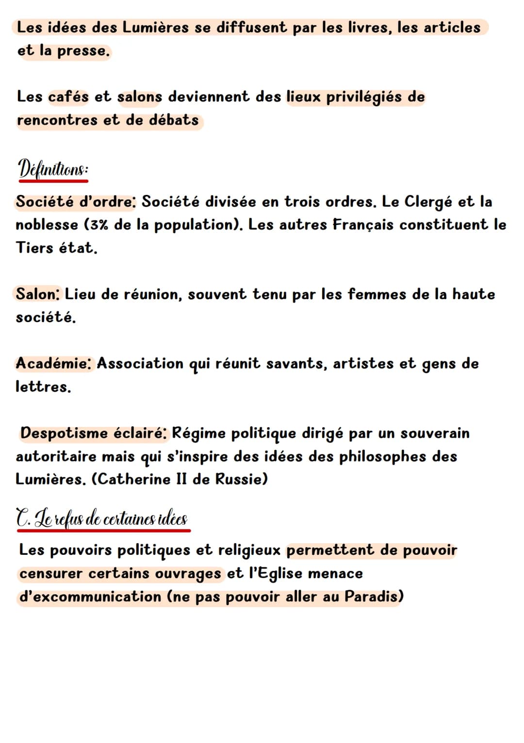 Chapitre 2
L'Europe des Lumieres
1. Definitions
Les Lumières: Courant de pensée du XVIIIe siècle qui regroupent des savants et
des philosoph