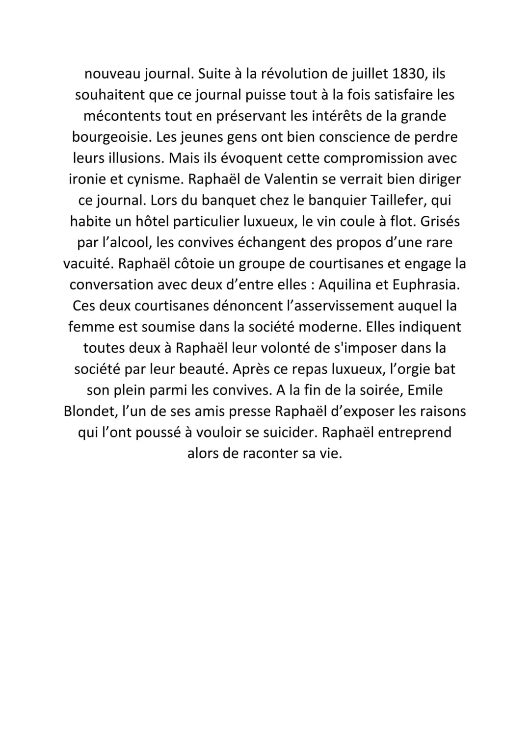 La peau de chagrin, Balzac :
Fiche de lecture
Cette oeuvre de Balzac conte l'histoire d'un jeune homme,
Raphaël de Valentin qui ne souhaite 
