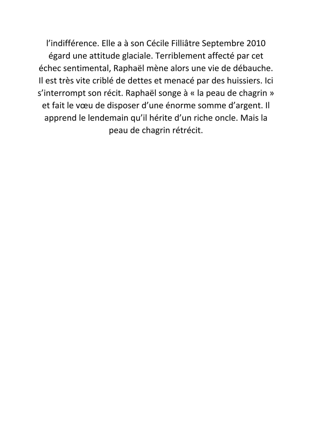 La peau de chagrin, Balzac :
Fiche de lecture
Cette oeuvre de Balzac conte l'histoire d'un jeune homme,
Raphaël de Valentin qui ne souhaite 