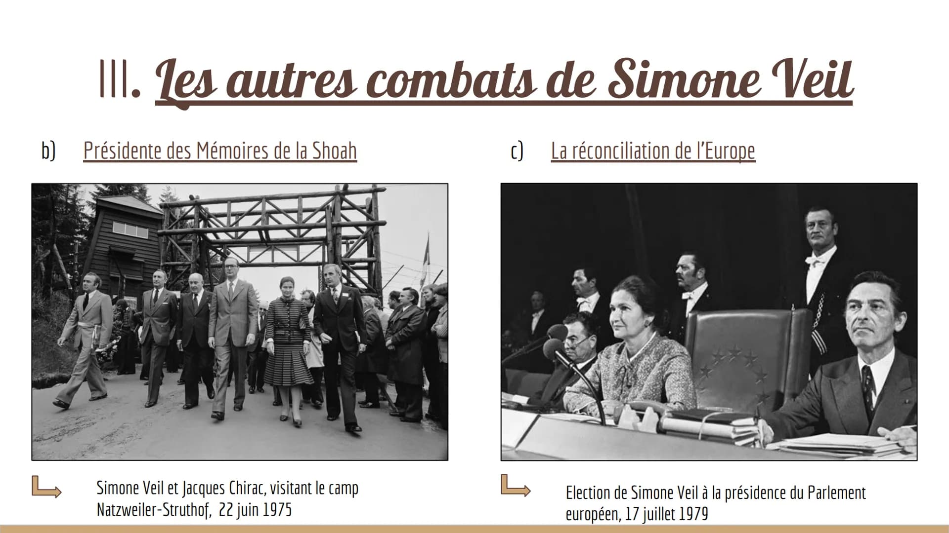 Simone
Veil
Une vie de combats au
service de l'égalité Sommaire
1 - Biographie
II - La loi Veil, vers la dépénalisation de l'interruption vo