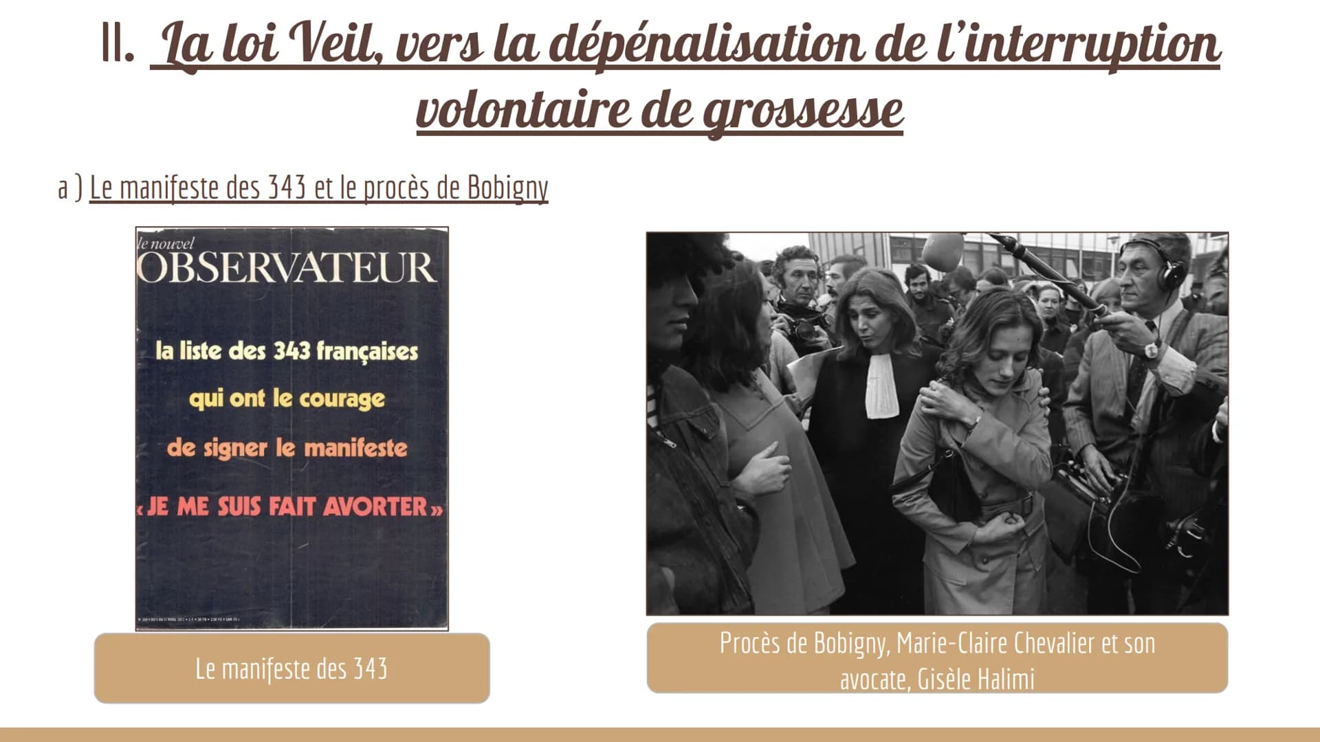 Simone
Veil
Une vie de combats au
service de l'égalité Sommaire
1 - Biographie
II - La loi Veil, vers la dépénalisation de l'interruption vo