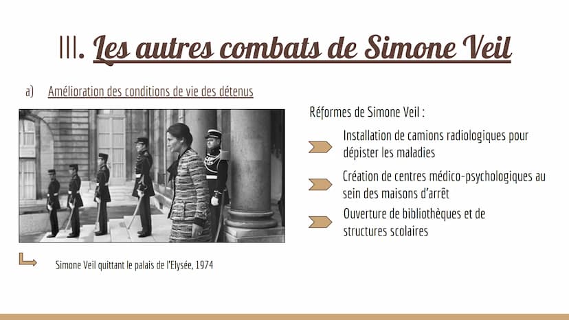 Simone
Veil
Une vie de combats au
service de l'égalité Sommaire
1 - Biographie
II - La loi Veil, vers la dépénalisation de l'interruption vo