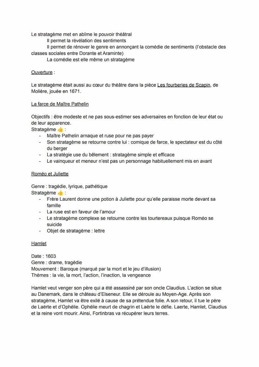 Théâtre et stratagème
Étudiés : Les Fausses Confidences, Marivaux - La farce de Maître Pathelin, auteur inconnu -
Roméo et Juliette, Shakesp
