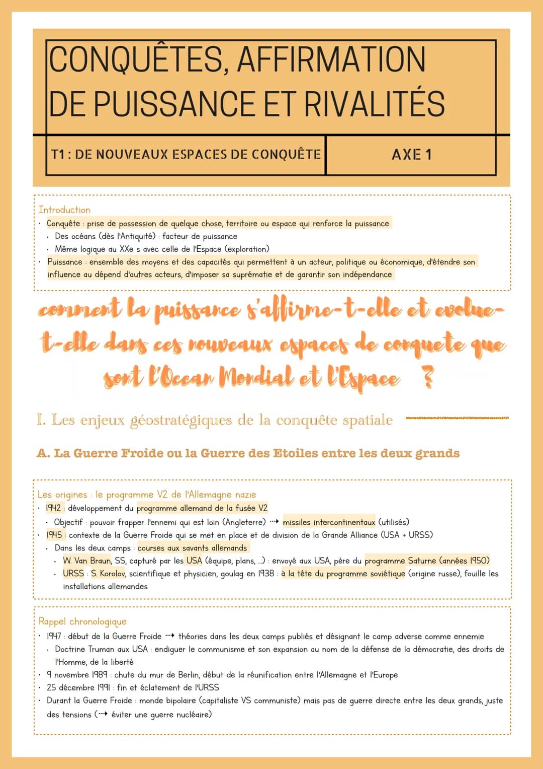 CONQUÊTES, AFFIRMATION
DE PUISSANCE ET RIVALITÉS
T1: DE NOUVEAUX ESPACES DE CONQUÊTE
AXE 1
Introduction
Conquête prise de possession de quel