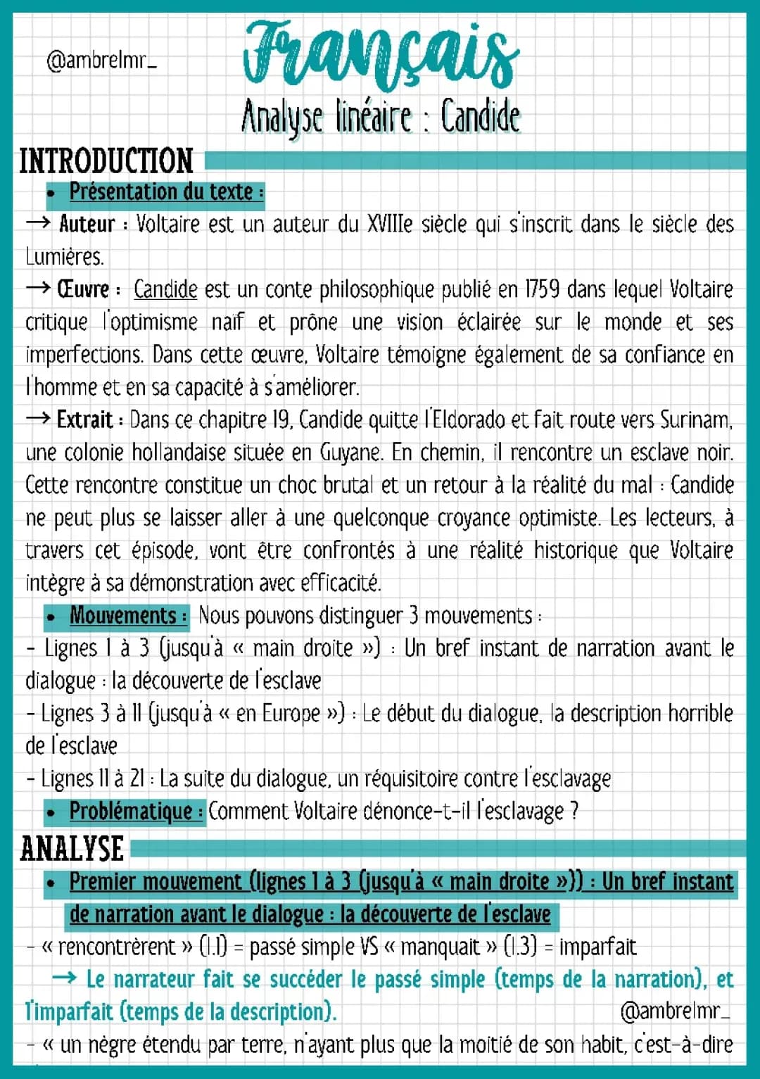Candide chapitre 19 analyse PDF - Voltaire et l'esclavage