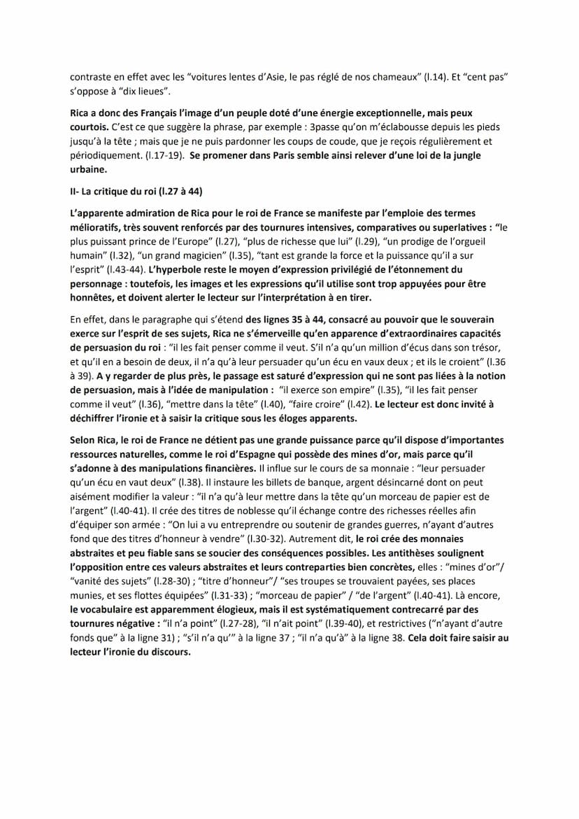 Lettre persane 24 (extrait)
Nous sommes à Paris depuis un mois, et nous avons toujours été dans un mouvement continuel. Il faut bien
des aff