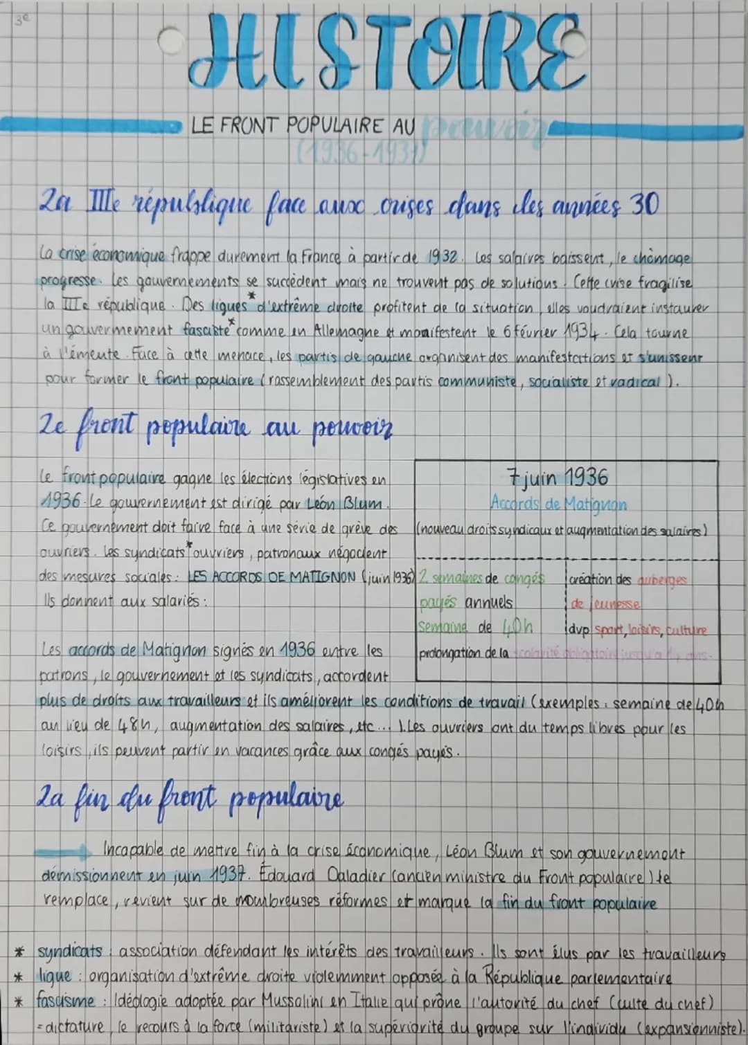ge
HISTOIRE
LE FRONT POPULAIRE AUewer
2a Itte république face aux crises dans les années 30
*
La crise économique frappe durement la France 