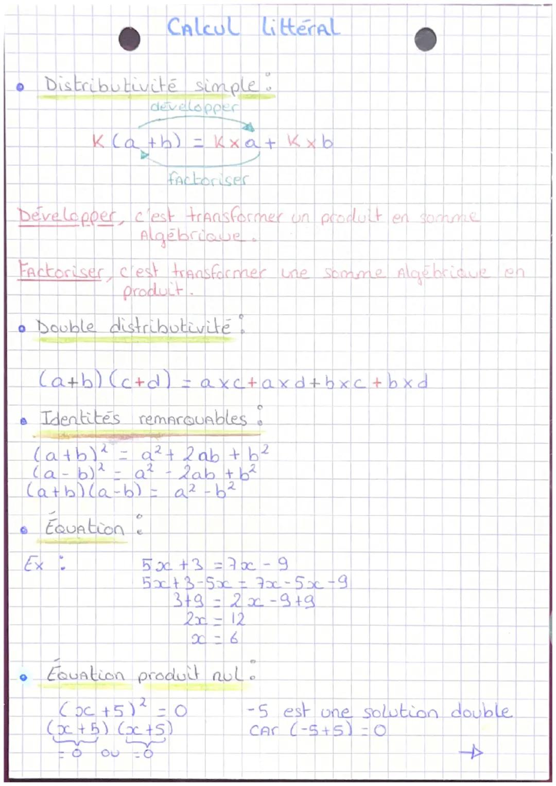 Calcul litteral
Distributivité simple.
developper
ксаны
良
k (a+b) = kxa+kx b
factoriser
Developper, c'est transformer un product en somme
Al