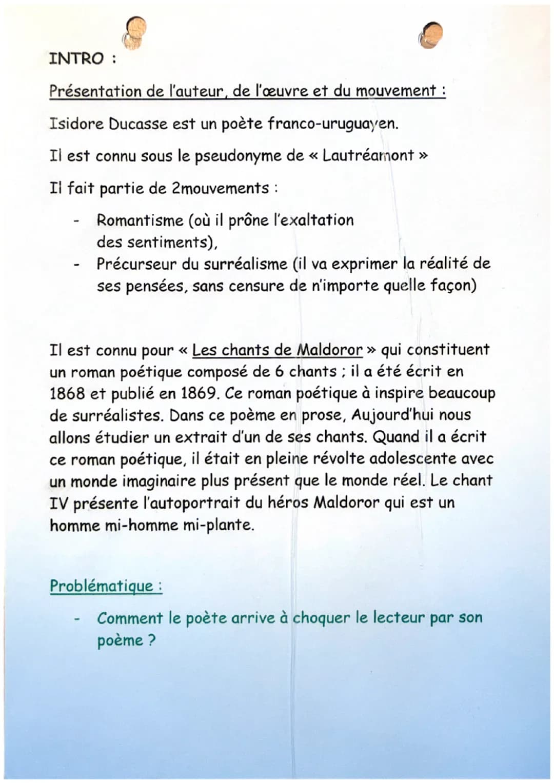 LES CHANTS DE MALDOROR
Isidore Ducasse
Je suis sale. Les poux me rongent. Les pourceaux, quand ils me regardent,
vomissent. Les croûtes et l