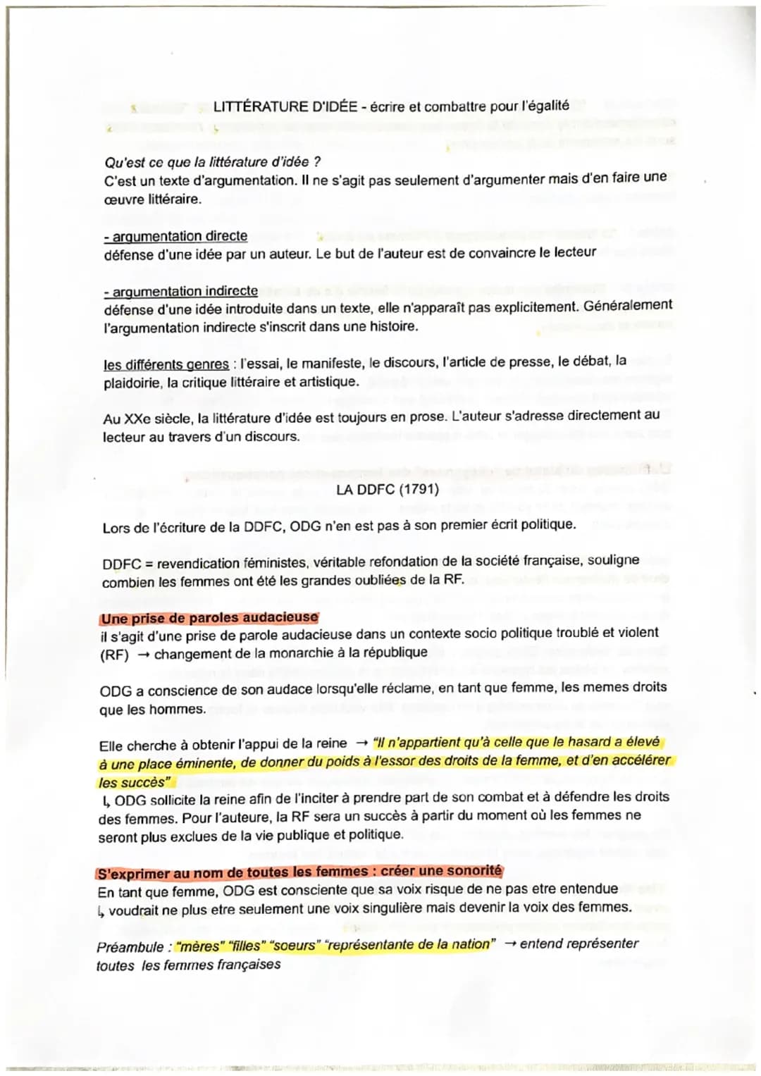 LITTÉRATURE D'IDÉE - écrire et combattre pour l'égalité
Qu'est ce que la littérature d'idée ?
C'est un texte d'argumentation. Il ne s'agit p