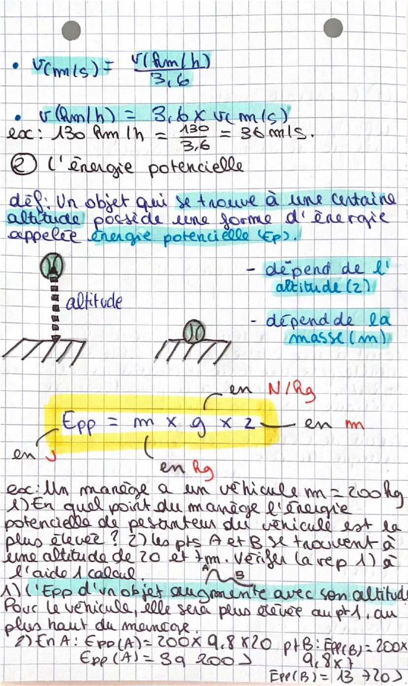 • ENERGIE
mécanique
①l'énergie cinétique
déf: Un objet qui se déplace posside une
energie de mouvement appelée énergie
cinétique (Ec).
depen